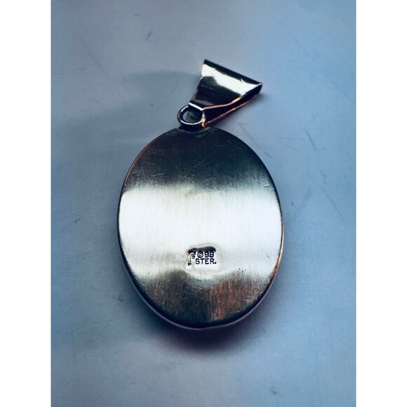 Estate Rose Quartz Pendant 925 Sterling Silver Oval Cabochon Necklace Vintage NR - Picture 9 of 9